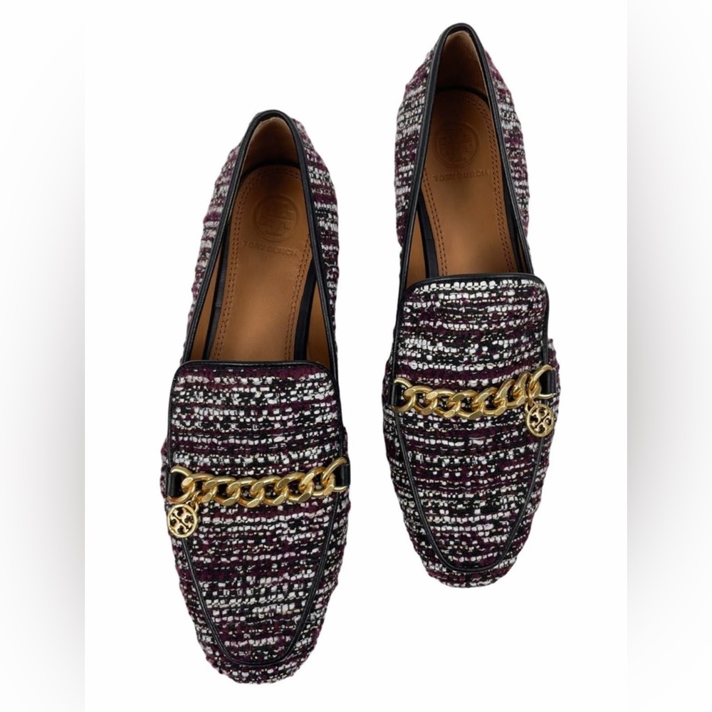 NEW TORY BURCH MINI BENTON 20MM CHARM LOAFERS TWEED SIZE: 8